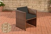 Clp Poly-rotan Wicker stoel / fauteuil TAHITI, aluminium frame, kussen - bruin gemeleerd - Antraciet
