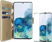 Samsung S20 Plus Hoesje en Samsung S20 Plus Screenprotector - Samsung Galaxy S20 Plus Hoesje Book Case Leer Wallet + Screenprotector Full - Goud