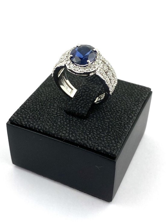 18 karaat gouden ring met donkerblauwe saffier en briljant - Parome |  bol.com