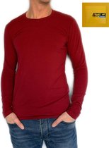 Embrator mannen Longsleeve T-shirt ronde hals donker rood maat M