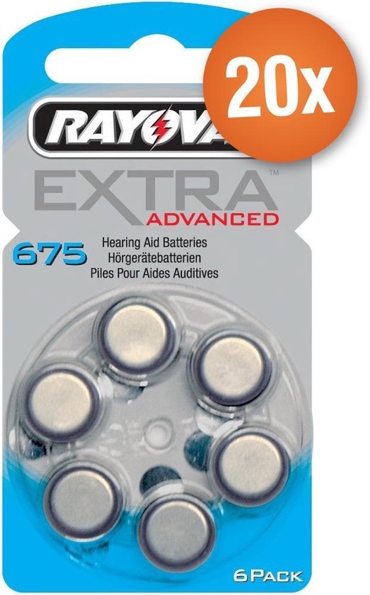 Voordeelpak Rayovac gehoorapparaat batterijen - Type 675 (blauw) - 20 x 6  stuks | bol.com
