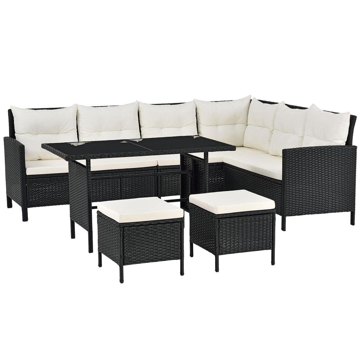 Loungeset Manacor - Polyrotan - Zwart/wit