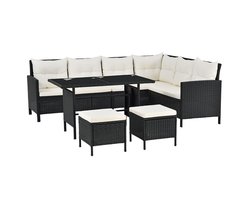 Loungeset Manacor - Polyrotan - Zwart/wit