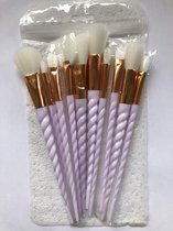 Make-upkwasten Set 10-delige eenhoorn - Cosmetica-Accessoires voor oogschaduw - Brush-Kwasten- Paars