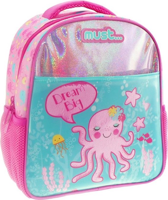 Must Octopus Rugzak + etui - 31 x 27 x 10 cm - Roze