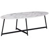 design salontafel ovaal 120x60 cm met wit | Salontafel met metalen poten zwart | Grote bijzettafel