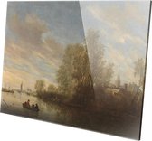 Riviergezicht bij Deventer | Salomon van Ruysdael | 1645 | Plexiglas | Wanddecoratie | 150CM x 100CM | Schilderij | Oude meesters | Foto op plexiglas