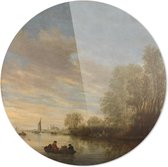 Riviergezicht bij Deventer | Salomon van Ruysdael | 1645 | Ronde Plexiglas | Wanddecoratie | 90CM x 90CM | Schilderij | Oude meesters | Foto op plexiglas