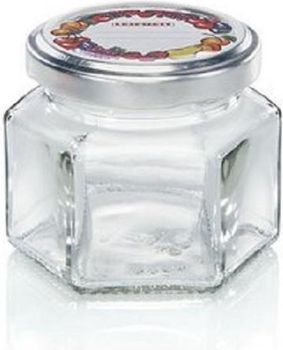 Leifheit 3209 Jampot Zeshoekig 106 ml Glas/Zilver (set van 3 stuks)
