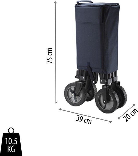 Campart Bolderkar HC-0910 - Opvouwbaar - Bolderwagen met stevig harmonicaframe - Inclusief opbergtas en bodemplaat - Draagvermogen 70 kilo - Blauw