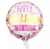 Happy birthday Ballon-Kroon-Roze- 2 stuks