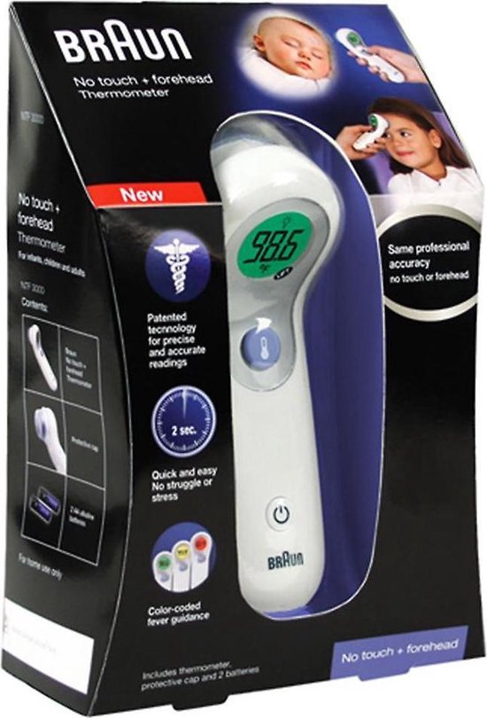Braun 3 in 1 no touch Thermometer BNT400 Voorhoofd Koorts