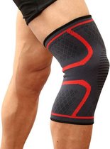 Kniebrace - Ondersteuning, Compressie Brace - Kniepad sleeve / Knieband -sport- Grijs-rood (Maat M)