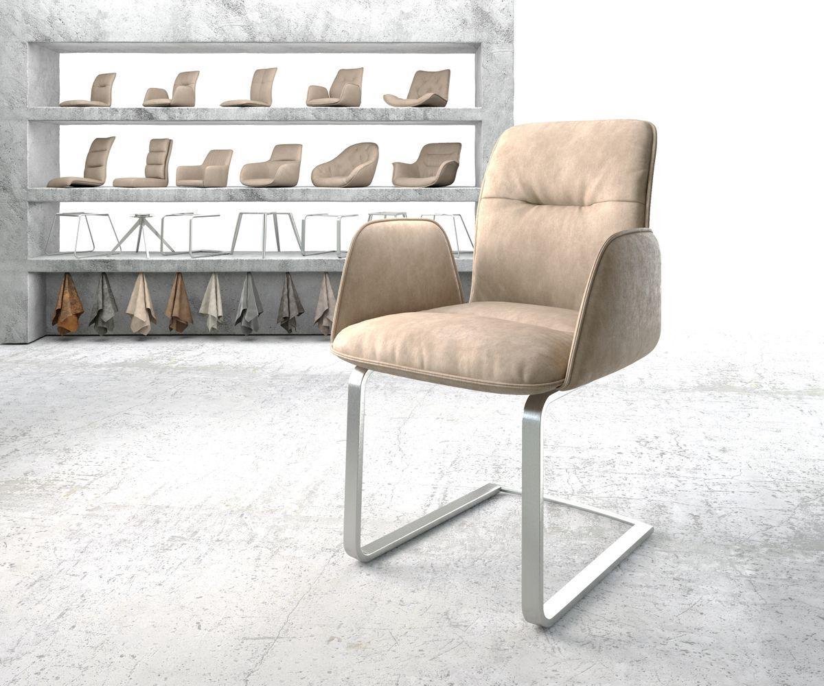 Sledestoel Vinja-Flex sledemodel vlak roestvrij staal microvelours beige vintage