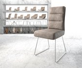 Gestoffeerde-stoel Pela-Flex slipframe roestvrij staal taupe vintage