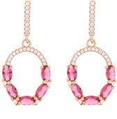 Velini jewels-EA2079F-Oorbellen -925 Zilver rosé- Gekleurde Cubic Zirkonia