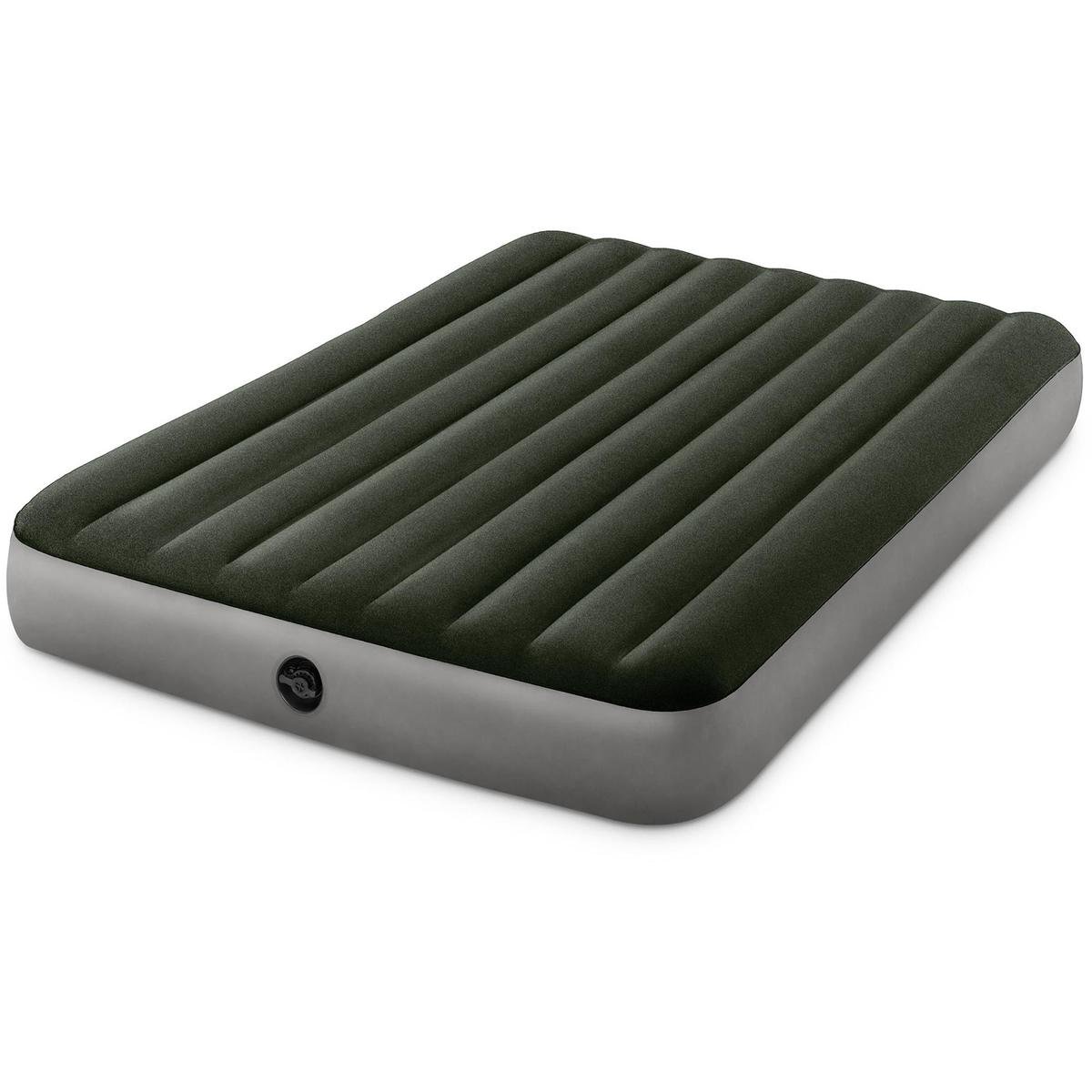Intex luchtbed Queen Dura Beam Prestige Downy met elektrische batterijpomp – Olijfgroen