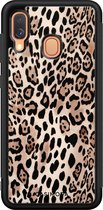 Samsung A40 hoesje - Luipaard print bruin | Samsung Galaxy A40 case | Hardcase backcover zwart