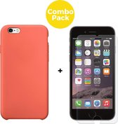 iPhone 6 Plus en 6s Plus Telefoonhoesje  met 1 x Screenprotector | Siliconen Soft Touch Smartphone Case Back Cover  | Gehard Beschermglas | Oranje