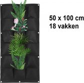 Verticale tuin met 18 grote vakken - 100cm x 50cm- hangende tuin - zwart - zwarte wand - groene muur - verticale moestuin zakken - plantenhanger balkon - plantenbak - plantenzak, 1