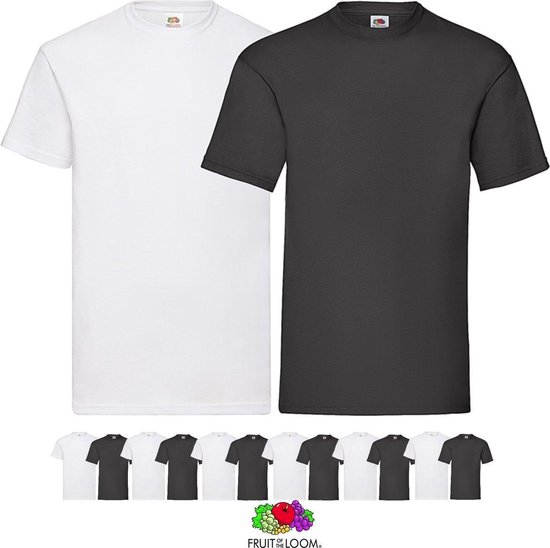 Lot de 12 chemises blanches et noires Fruit of the Loom Encolure ronde taille XXXXL (4XL)