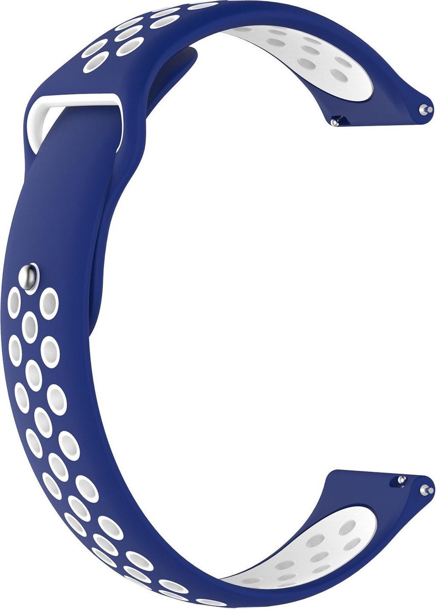 KELERINO. Siliconen horlogebandje - Universeel 22 mm - Blauw / Wit