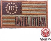 III Militia USA flag Brons Geborduurde motiverende militaire patch embleem met klittenband