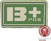 B+ POS 3D PVC Militaire bloedgroep patch embleem groen fluo met klittenband
