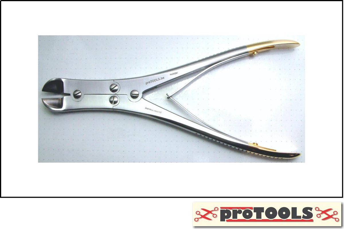 proTOOLS Zijsnijtang 'wire cutter' - 24 cm - haaks - met Tungsteen Carbide (Widia) snijvlak - Medische kwaliteit kabelsnijder