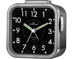 ATRIUM - Wekker - Senioren - Analoog - Zwart - Zonder tikgeluid - Grote cijfers - Duidelijk - Eenvoudige bediening - Opbouwend alarmsignaal - Snooze - Quartz uurwerk - A530-4