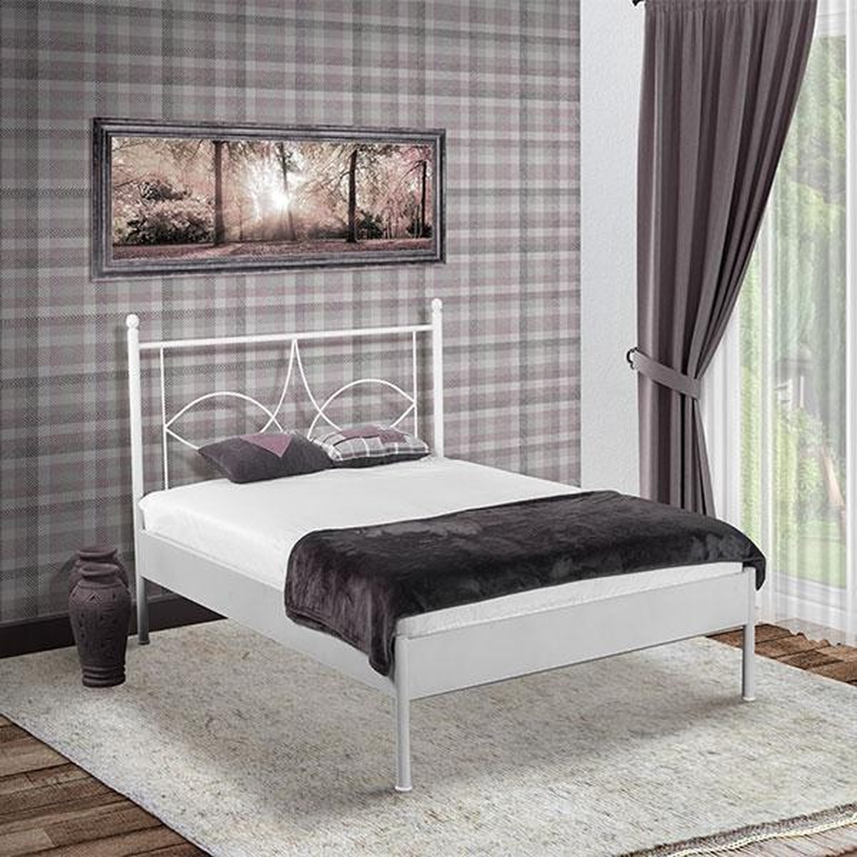 Bed Box Wonen - Metalen bed Sun - zilver - 90x200 - incl. lattenbodem