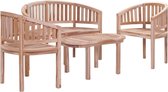 Tuin Loungeset Hout 4 delig (Incl LW Fleece deken) - Lounge bank tuin - Tuinbank - Loungebank - Tuinset - Tafelset tuin - Bistroset