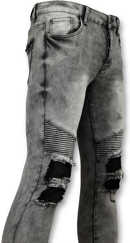 Grijze heren spijkerbroek biker jeans - 3012-2 | bol.com