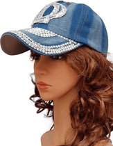 Thannaphum Lichte Jeans Strasscap met kroon