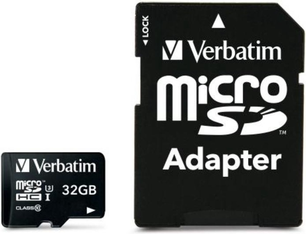 Verbatim PRO microSDHC-kaart 32 GB Class 10, UHS-I, UHS-Class 3 Incl. SD-adapter