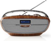 Nedis Retro DAB+ Bluetooth radio / bruin/zilver