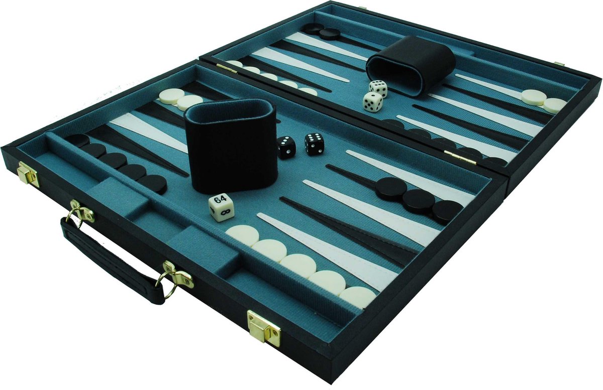 Backgammon Koffer 46 cm. Zwart Effen HOT Games Games bol