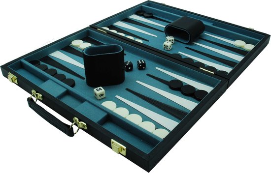 Thumbnail van een extra afbeelding van het spel Backgammon Koffer 46 cm. Zwart Effen HOT Games
