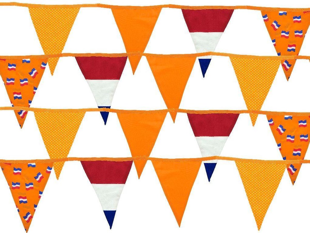 Vlaggenlijn Textiel 14 vlaggen 8,5 mtr Oranje - Merkloos