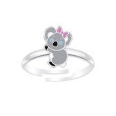 Joy|S - Zilveren koala ring verstelbaar