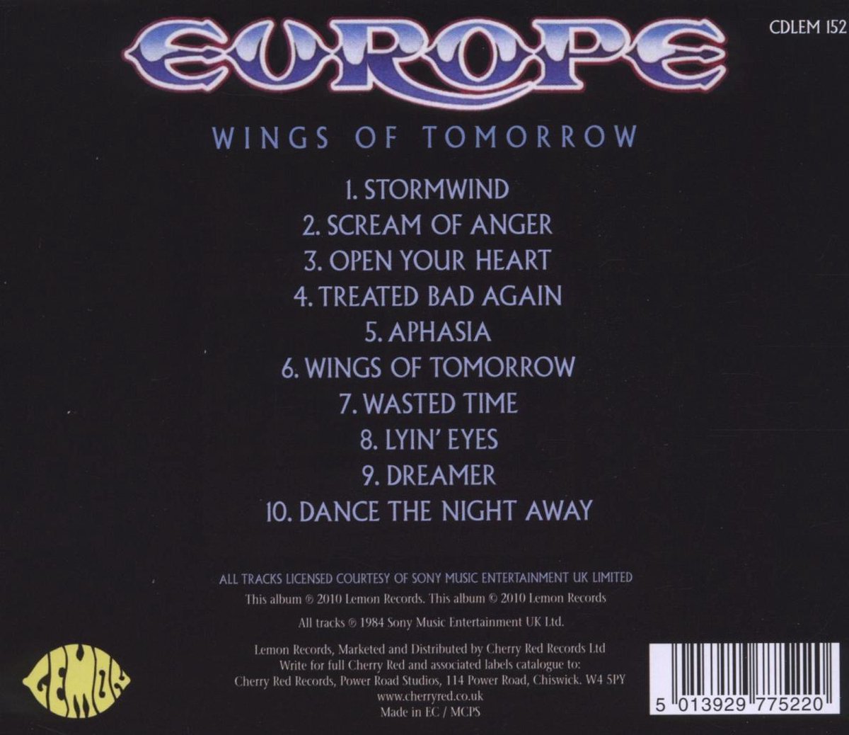 Wings Of Tomorrow, Europe Muziek bol