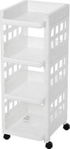 MIRA Home Opbergrek - Trolley - Met Wieltjes - Ruimtebesparend - Plastic - Wit - 32,5x24,5x74,5