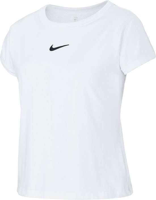 Nike Court Sportshirt - Maat S - Meisjes - wit Maat S-128/140 | bol.com