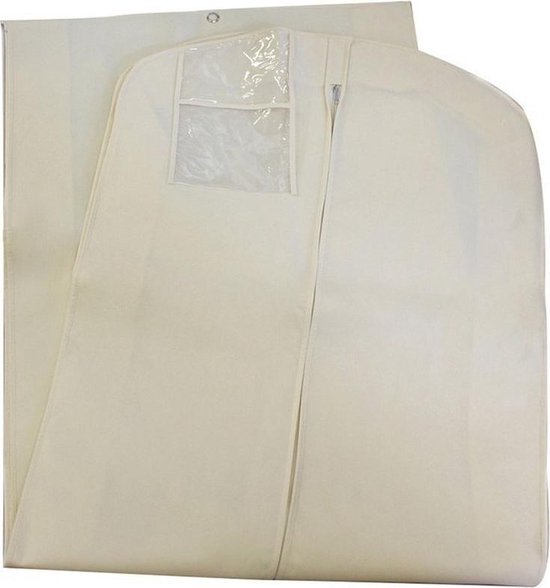 Witte extra lange kledinghoes 65 x 180 cm voor jurken - Kledinghoezen - Kleding opbergen accessoires