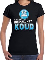 Funny emoticon t-shirt ik heb het helemaal niet koud zwart dames XS