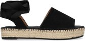 Manfield - Dames - Zwarte suède sandalen met lint - Maat 37