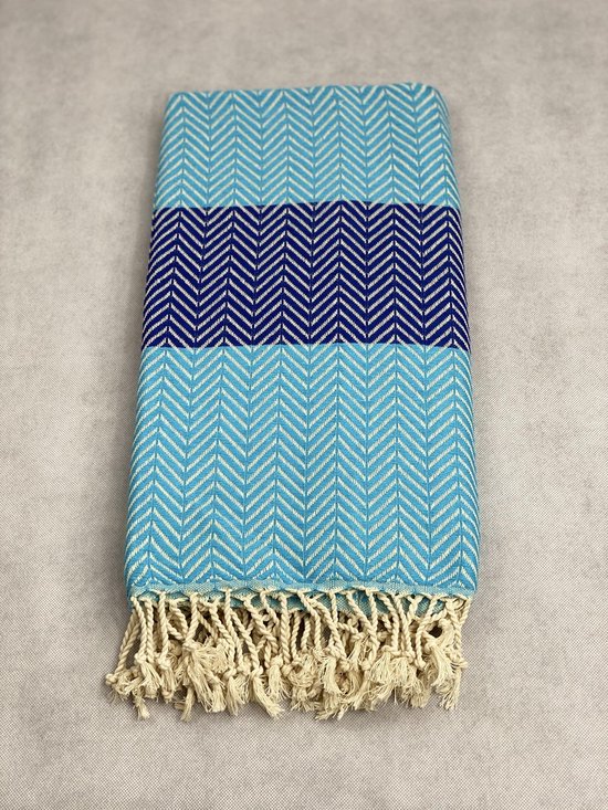 Serviette hammam | La Flèche | Bleu aqua | 100 x 180 cm | Plage | Sauna / Bien-être | Vacances | À la maison