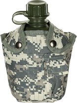 Bouteille d'eau en plastique MFH US Army, 1 litre, couvercle, camouflage numérique AT, sans BPA