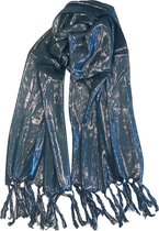 Fako Fashion® - Glitter Sjaal - Lichte Shawl - 175x50cm - Blauw