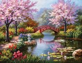 Happy Painter® Diamond Painting volwassenen natuur - Japanse Bloesem bloemen tuin - 40x30cm volledig pakket